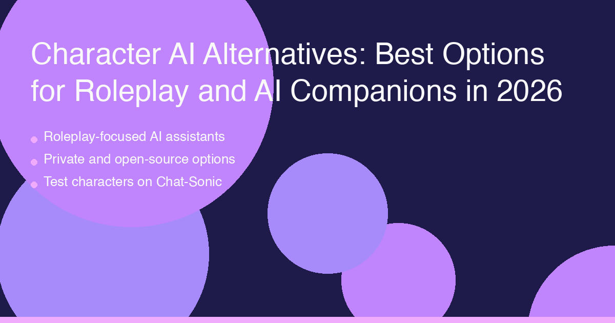 Character AI alternatives overview showing Claude, JanitorAI, SillyTavern, Pygmalion, Replika, and local models