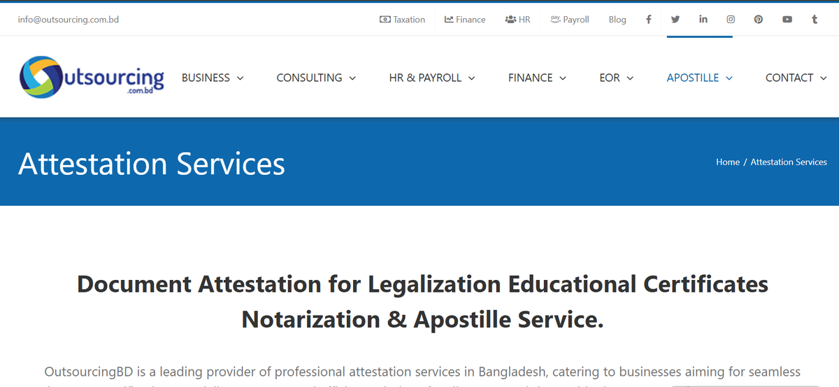 A local professional services firm offering document attestation and certification